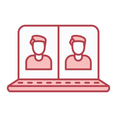 İnsanların simgesi olan bir dizüstü bilgisayar. vektör illüstrasyonu.