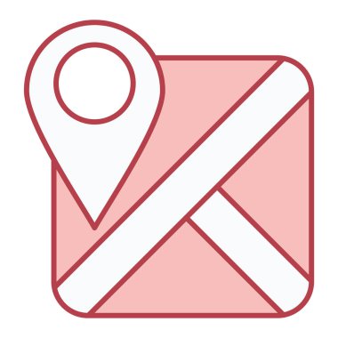 Harita işaretleyici simgesi. Çizgi konum rotası çizim sembolü ve web tasarımı. beyaz arkaplanda izole