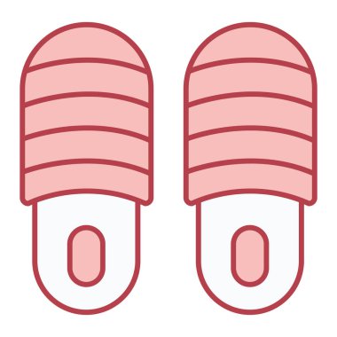 Kırmızı parmak arası terlik simgesi beyaz arkaplanda izole edildi. vektör illüstrasyonu