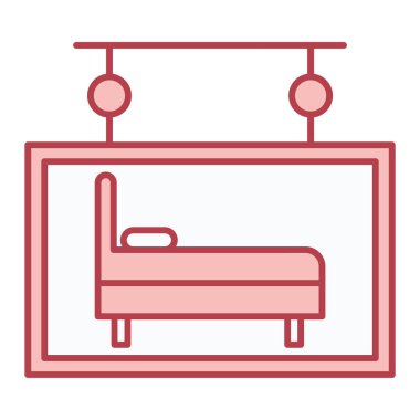 yatak simgesi vektörü web ve mobil uygulama tasarımı için beyaz arkaplanda izole edilmiş, kanepe logosu konsepti