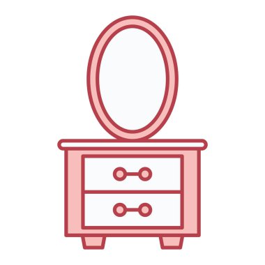 Bir kadın ve ayna ikonunun vektör çizimi. beyaz arkaplanda izole.