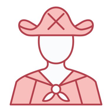 Kovboy şapkası ikonu. Ana hatlı çiftçi vektör çizimi sembolü.