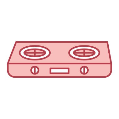 kaset ikonu. Ana hatlarıyla müzik aleti vektör sembolü. beyaz arkaplanda izole