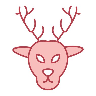 Geyik kafası ikonu. Web için ren geyiği vektör illüstrasyon sembolünün ana hatları