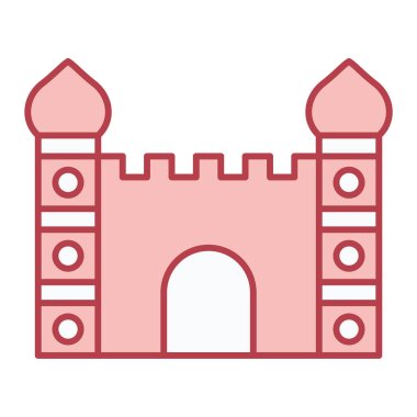 Şato kulesi ikonu. Web için ortaçağ inşa vektör simgelerinin basit illüstrasyonu