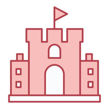 Şato kulesi ikonu. Beyaz arkaplanda izole edilmiş web tasarımı için vektör simgeleri oluşturulmasının basit bir gösterimi