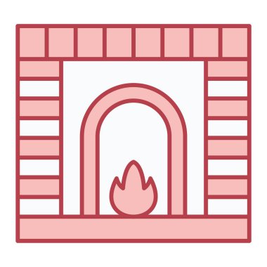 Şömine ikonu. Ağ için ateş vektörü simgelerinin özet çizimi