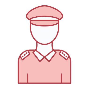 Şapka ikonu olan bir işçi. Polis memuru vektör çiziminin taslağı. beyaz arkaplanda izole