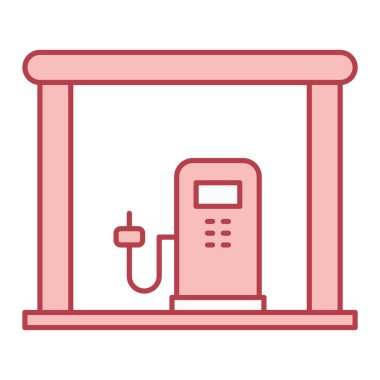 Benzin istasyonu ikon vektörü. İnce çizgi işareti. izole edilmiş sınır sembolü çizimi