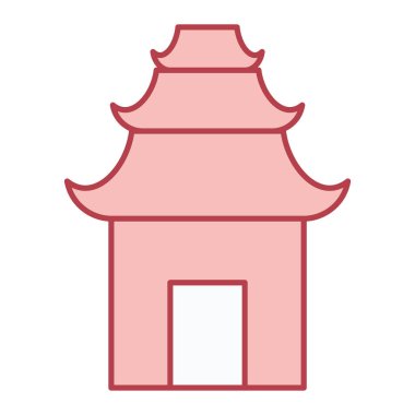 Çin tapınağı ikonunun vektör illüstrasyonu