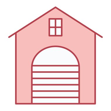 Ev binası ikonu. Beyaz arkaplanda ahır ev vektör çizimi