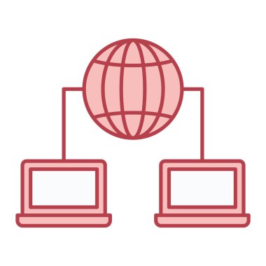 ağ paylaşım simgesi çizimi olan dizüstü bilgisayar