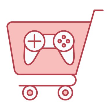 Kırmızı çizgi biçim ikon tasarımlı alışveriş arabası, pazar perakendecisi ve ekommerce tema vektör ilüstrasyonunu kaydet