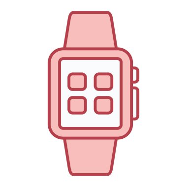 Beyaz arkaplanda saat simgesine sahip smartwatch, vektör illüstrasyonu