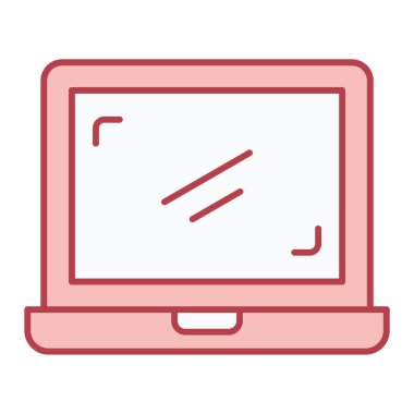 Bilgisayar monitörü ikon vektörlü dizüstü bilgisayar. İnce çizgi işareti. izole edilmiş sınır sembolü çizimi