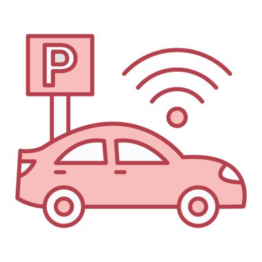 Kablosuz sinyal vektör illüstrasyon tasarımlı araba parkı