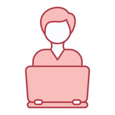 Dizüstü bilgisayarı ve defter vektör çizimi olan kadın