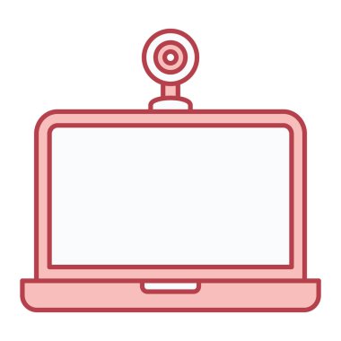 Video kamera vektör illüstrasyon tasarımlı dizüstü bilgisayar