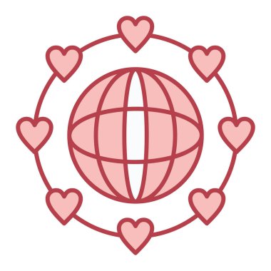 kalp şeklinde ve aşk vektör çizimi tasarımı