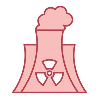 Nükleer enerji santrali ikon vektör çizimi tasarımı