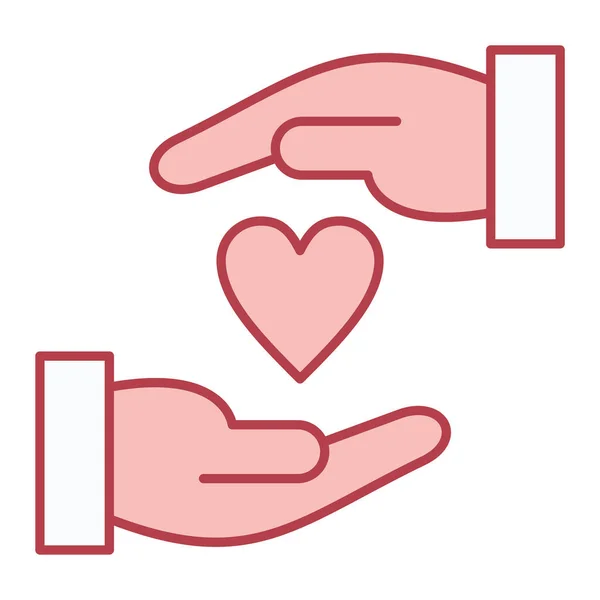 Liefdadigheid Donatie Vector Icoon Hand Houden Hart Symbool Voor Web — Stockvector