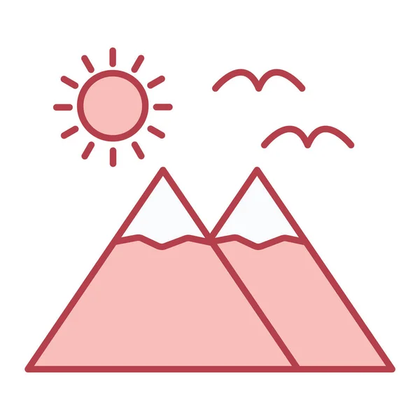 Montañas Vector Icono Señal Línea Delgada Ilustración Símbolo Contorno Aislado — Archivo Imágenes Vectoriales
