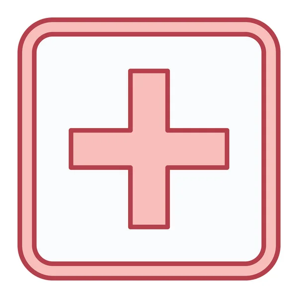 Krankenhauskreuzung Roter Kreis Knopf Auf Weißem Hintergrund Vektorillustration — Stockvektor