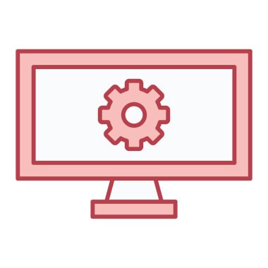 Ayarlar ikon vektör illüstrasyon tasarımı ile bilgisayar monitörü