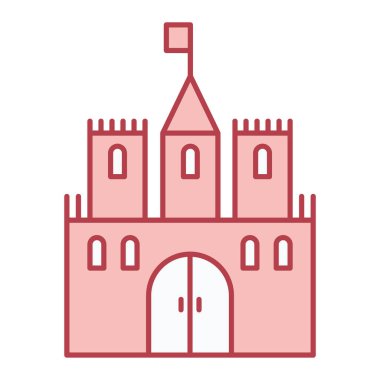 Şato kulesi ikonu. Web için ortaçağ kilise vektör simgelerinin düz çizimi