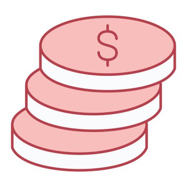 Dolar sikkeleri simgesi. Web için para sikke vektör simgelerinin düz çizimi