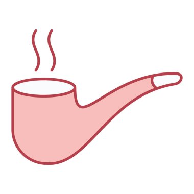 Sigara tüttüren pipo ikonu. Tütün nargilesi vektör çizimi. Stok çizimi. el çizimi biçimi izole tasarım.