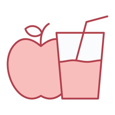 beyaz arkaplan üzerinde meyve suyu ve elma simgesi, renkli tasarım, vektör illüstrasyonu