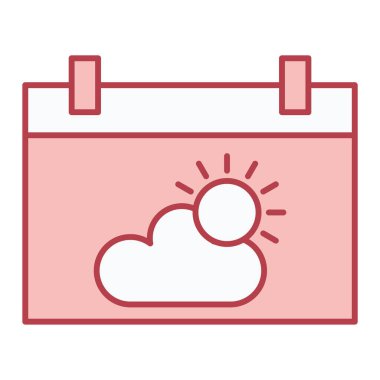 Güneş ve bulut çizgisi ikonu. Ana hatlı vektör çizimi. takvim ve sembol