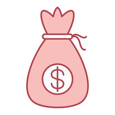 Dolar sembollü para çantası vektör çizimi tasarımı