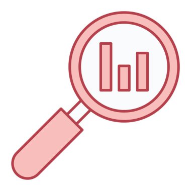 Beyaz zemin üzerinde kırmızı ok simgesi olan büyüteç. vektör illüstrasyonu