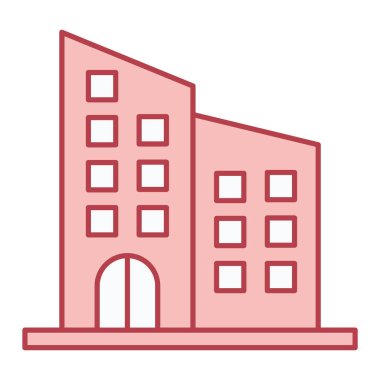 Hastane binası ikonu. Otel vektörü ve depolama temasının özeti.