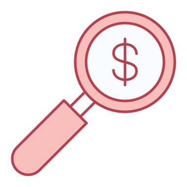 Dolar sembolü çizimi olan büyüteç