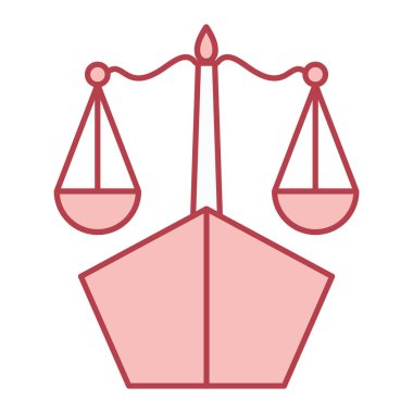 Hukuk ve adalet kavramı ölçek ikonu tarafından temsil edilir. vektör illüstrasyonu