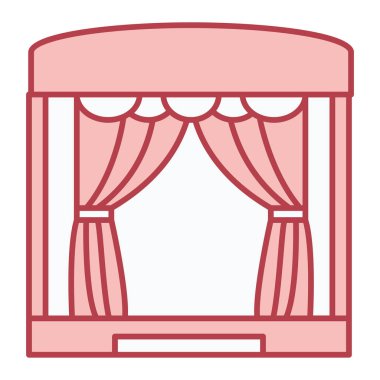 Pencere perdesi simgesi. beyaz arkaplanda izole edilmiş web tasarımı için tiyatro perde vektör simgeleri çizgi filmi