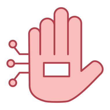 Dur işareti simgesiyle el. Ana hatlı virüs sembolü. vektör illüstrasyonu