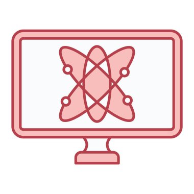 Atom simgesi vektörü web ve mobil uygulama tasarımınız için beyaz arkaplanda izole edildi, bilim logosu kavramı