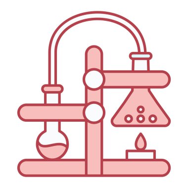 Kimyasal laboratuvar ekipmanı ikon vektörü. Mikroskop yağı pompası işareti. izole edilmiş sınır sembolü çizimi