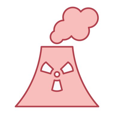 Nükleer enerji santrali ikon vektör illüstrasyon grafik tasarımı