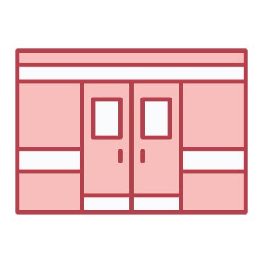 Ofis binası ikonu. çekmece vektörünün özet çizimi ve ağ için tema ögelerini doldur