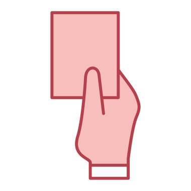 Bir parmak ikonu tutan el. Ana hatlı vektör çizimi. beyaz arkaplanda izole.