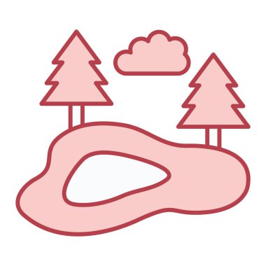 Ağaçlarla kaplı kış tatili manzarası ve vektör çizimi