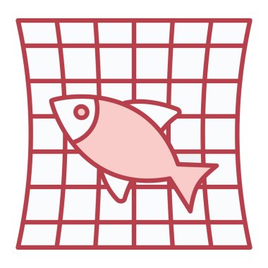 Ağ simgesi. Projeniz için beyaz arkaplan üzerindeki balık vektör çizgisi özet biçimi