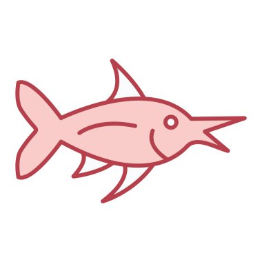 balık simgesi mavi arkaplan üzerinde, çizgi biçimi, vektör illüstrasyonu