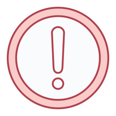 Ünlem işareti simgesi. uyarı işareti sembolü. Uzun gölgeli kırmızı daire düğmesi.