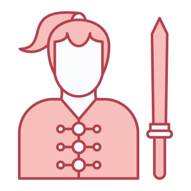 Kılıçlı insan avatarı ve kırmızı çizgi ikonu. vektör illüstrasyonu